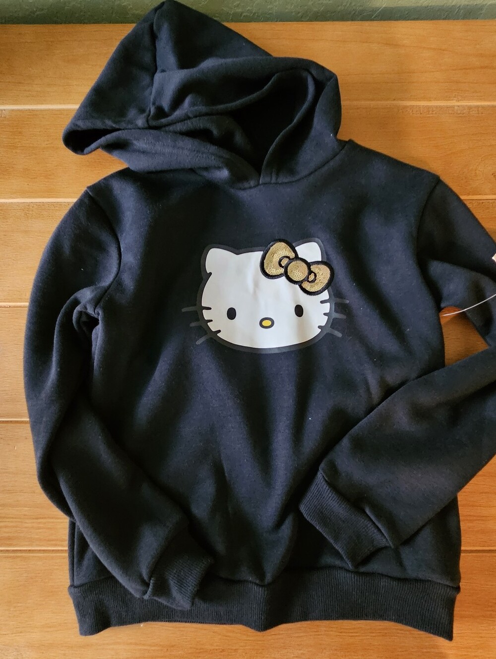 NWT- Girls Sanrio Hello Kitty Hoodie Sweatshirt w Gold Bow Size 8/10